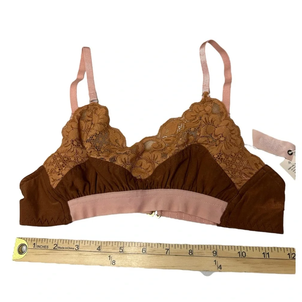 We Are HAH Free People Women’s Lounge Bralette Milk Chocolate Lace Trim Size XS